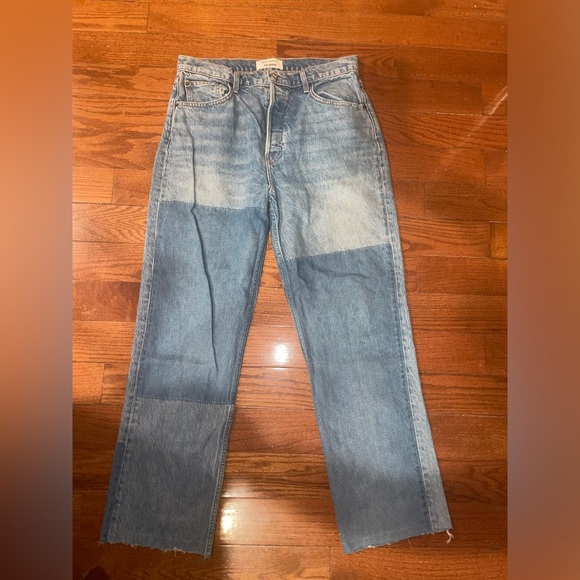 New! Reformation Cynthia Shadow High Rise Denim Patchwork Jeans in Niagara👖sz 31 - Picture 6 of 13